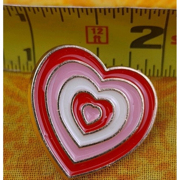 Red And Pink Heart Enamel Lapel Pin 1" NIB - Picture 3 of 4